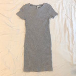 casual grey ribbed dress